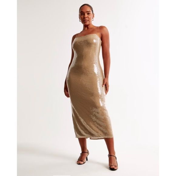 Abercrombie Straight Neck Sequin Midi Dress, size M - Picture 3 of 9